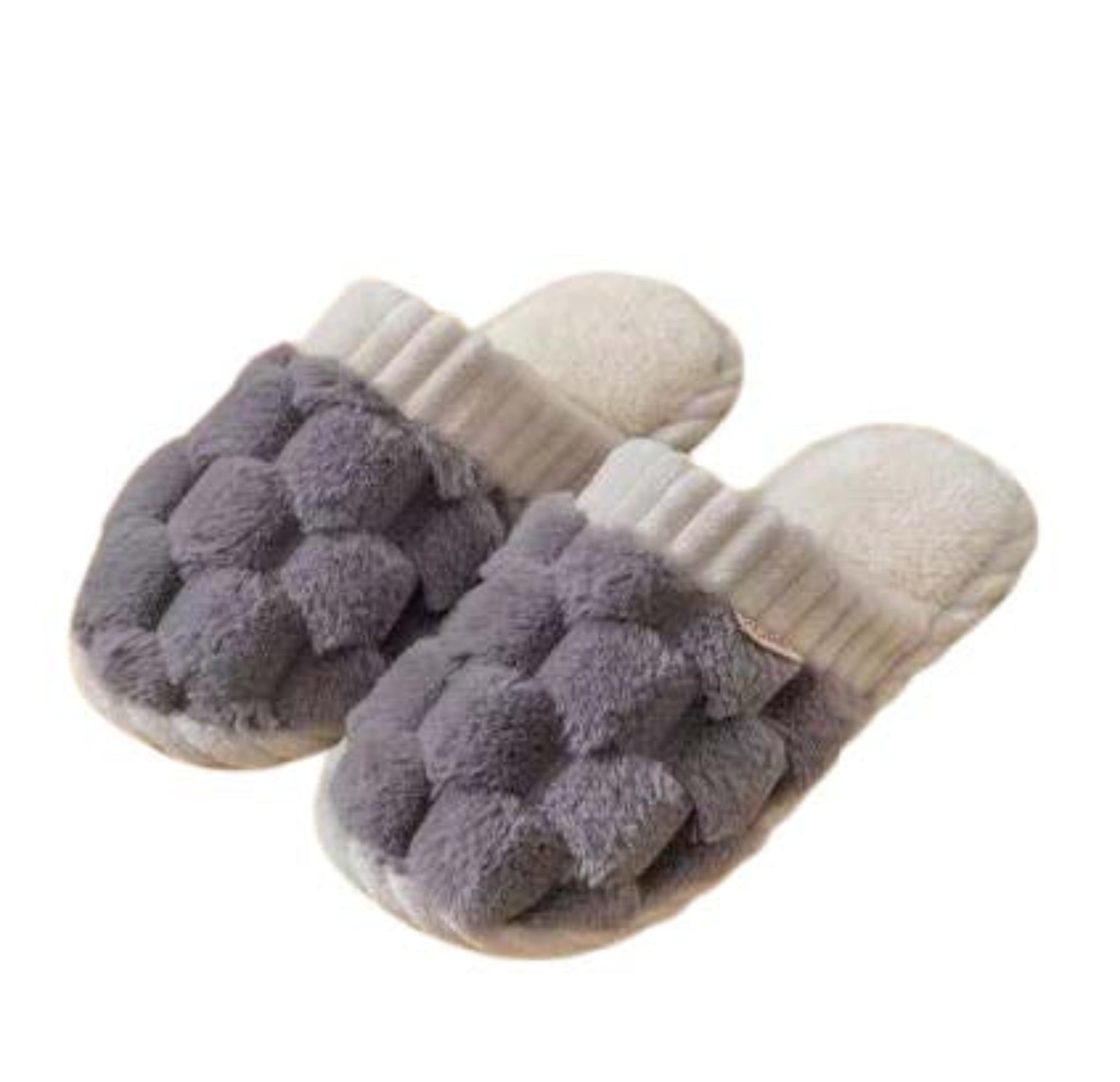 F2450 - Fuzzy Slippers - Waffle