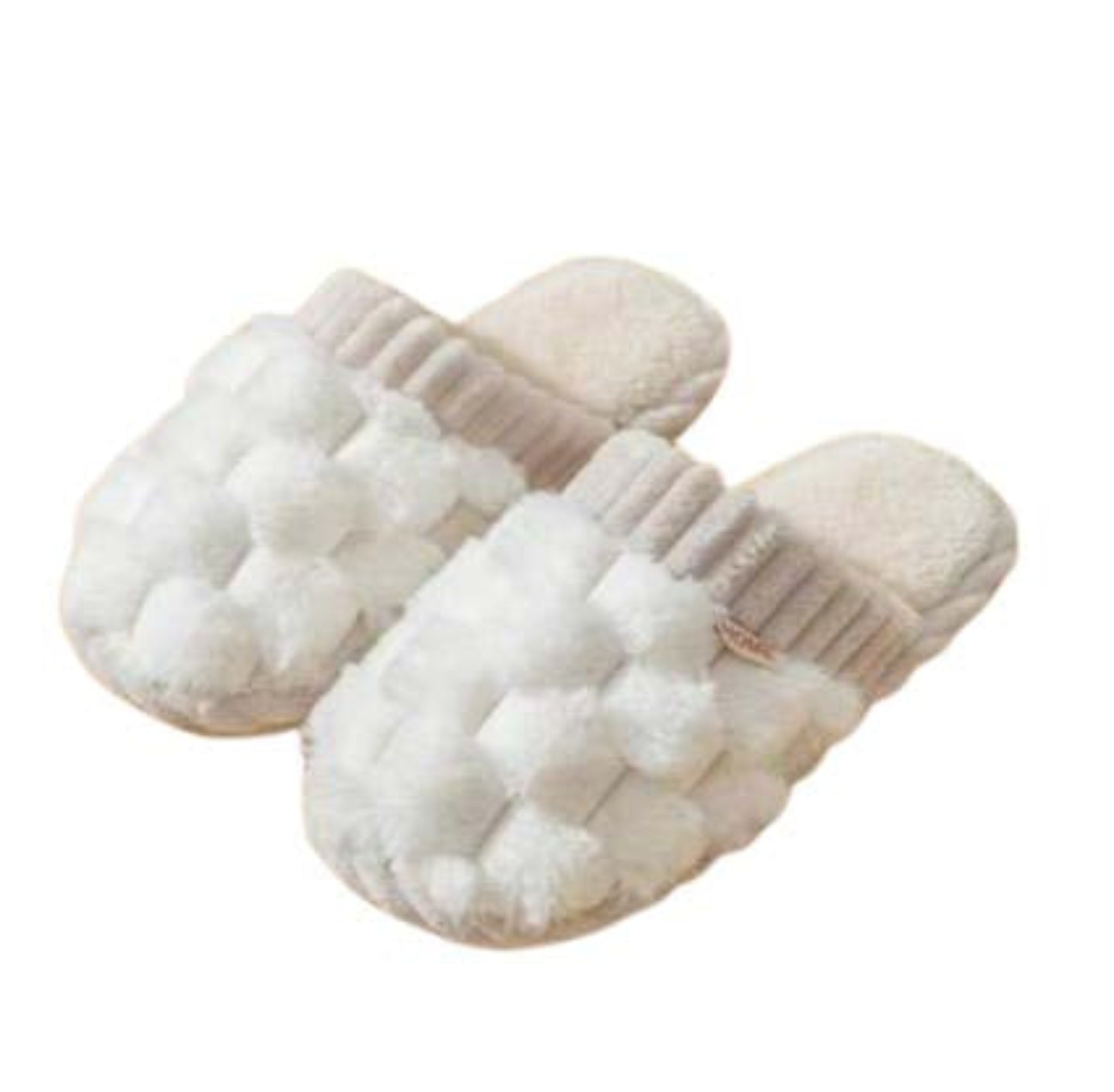 F2450 - Fuzzy Slippers - Waffle